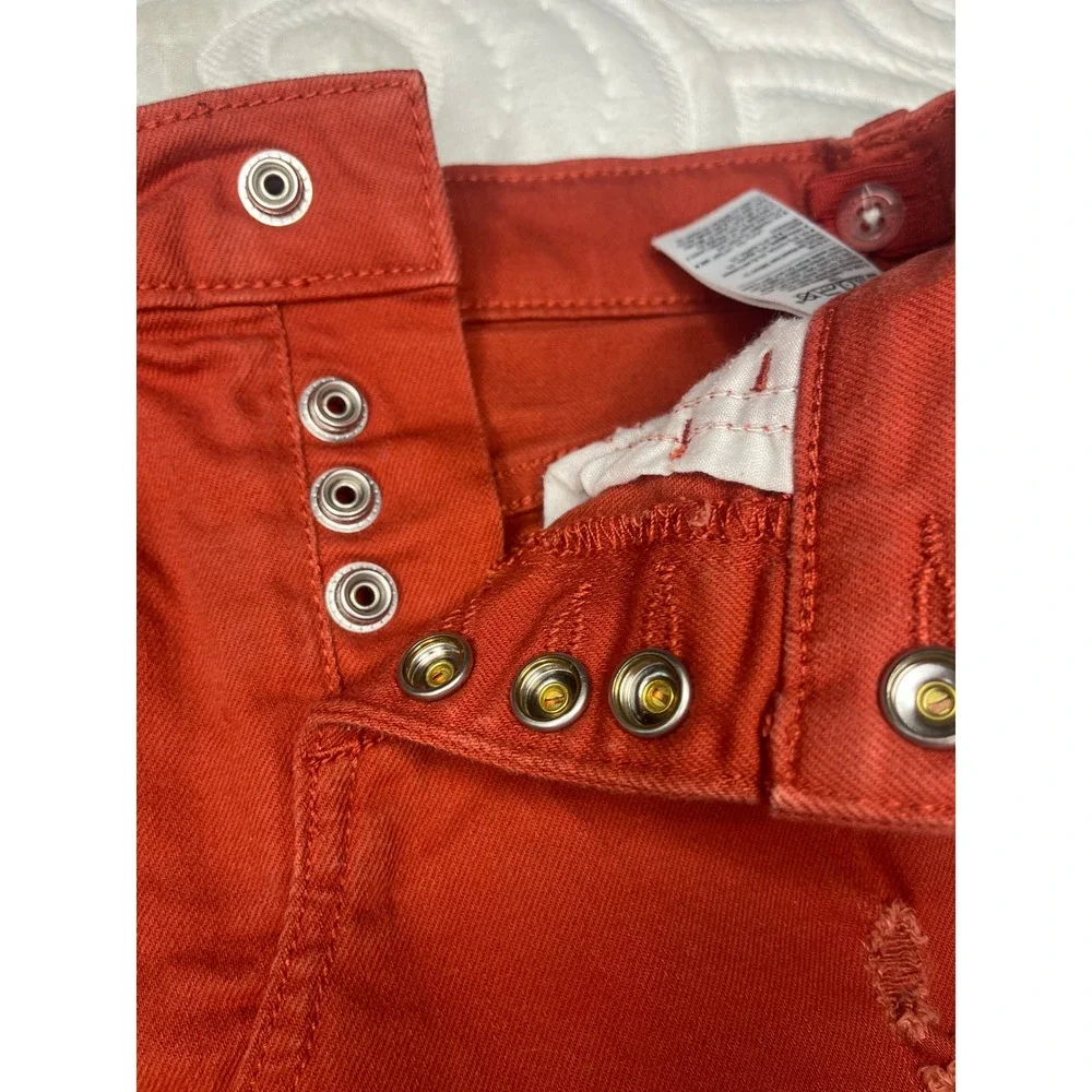 Old Navy Kids Burnt Orange Distressed Denim Mini Skirt Size S 6-7 waist adjust